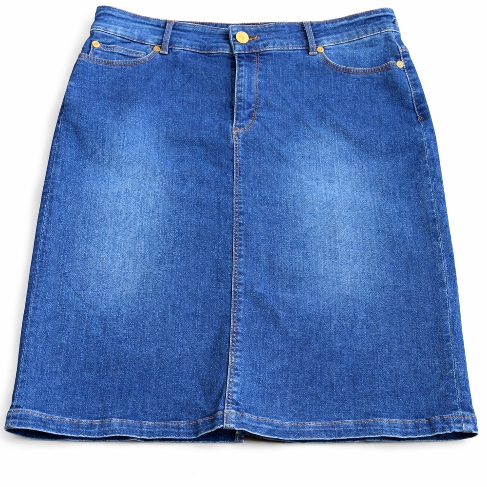 Bogner Blue Denim Skirt High Waist Medium Length EU 40 US 8 Premium Stretch